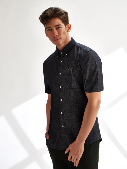 Short Sleeve Shirt - 100% Softness in Brushed Black
