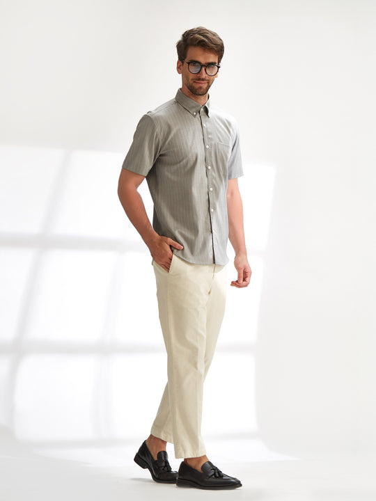 Short Sleeve Shirt - The Line in Light Beige
