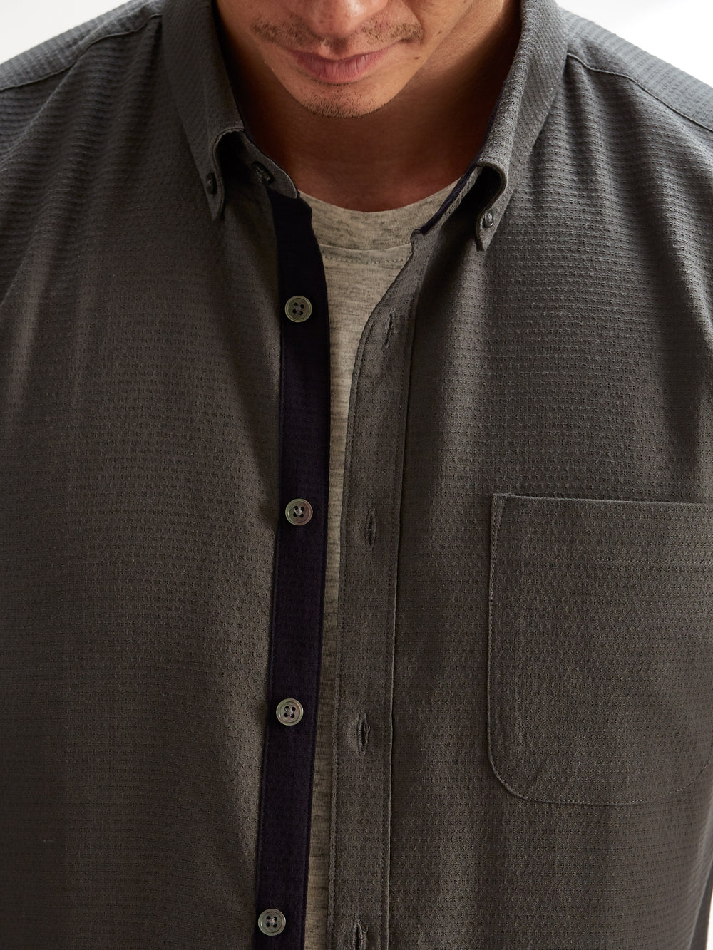 Short Sleeve Shirt - Textured Grey Shirt