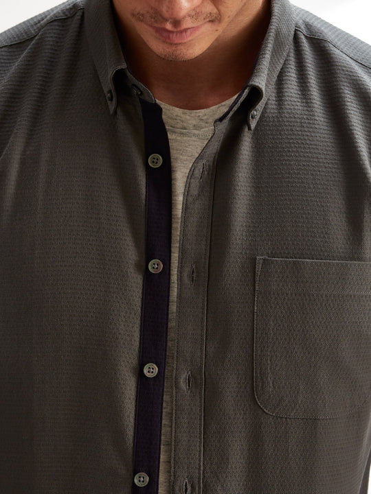 Short Sleeve Shirt - Textured Grey Shirt