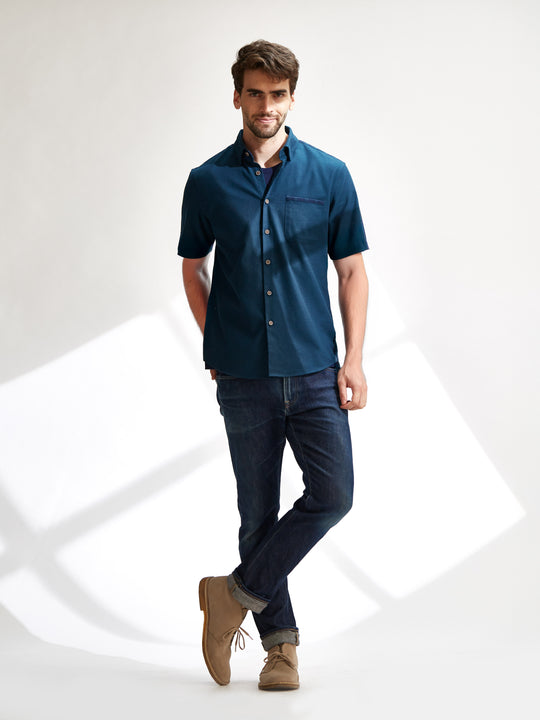 Short Sleeve Shirt - Flanneltastic in Green with Plaid Pop