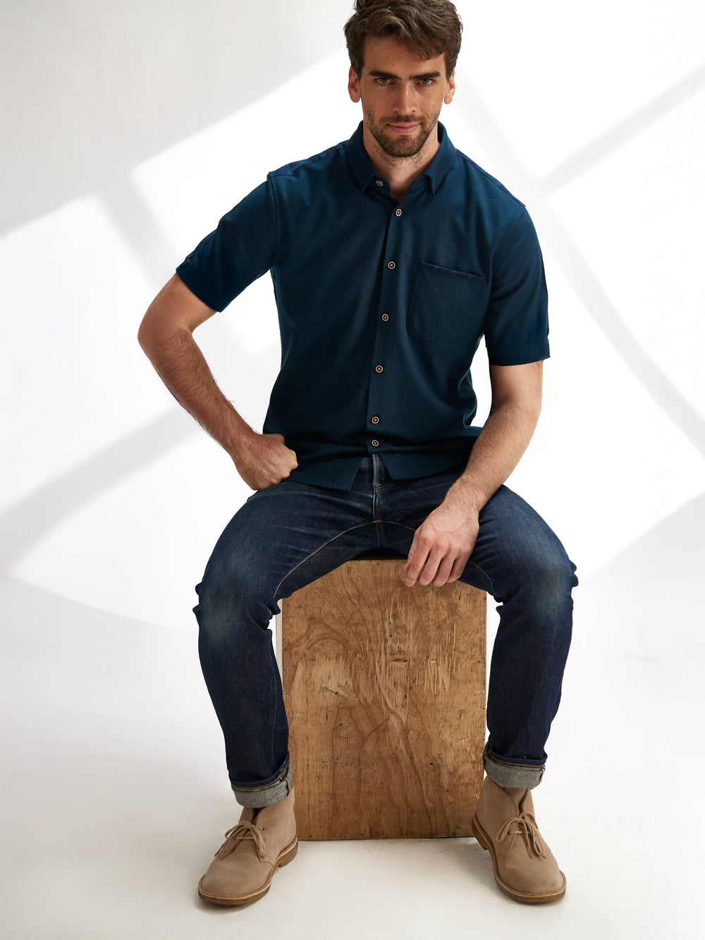 Short Sleeve Shirt - Flanneltastic in Green with Plaid Pop