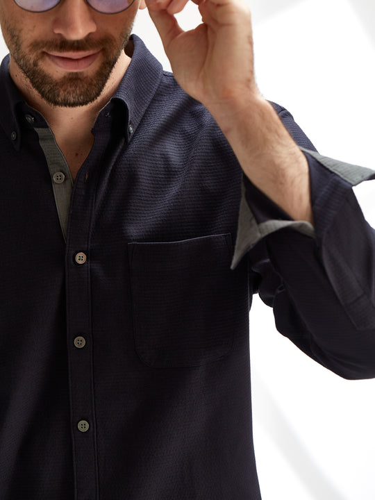 Textured Navy Shirt